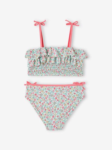 Bikini estampado de flores para niña verde agua 