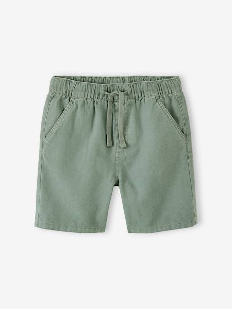 Bermudas de algodón/lino para niño rayas azul+verde agua 