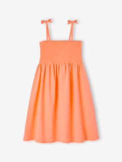 -Vestido con smocks y tirantes para niña