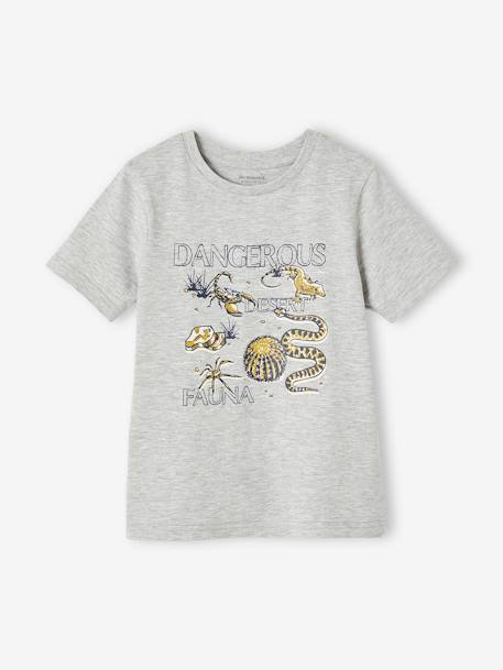 Camiseta Basics motivos animales niño azul pizarra+gris jaspeado 