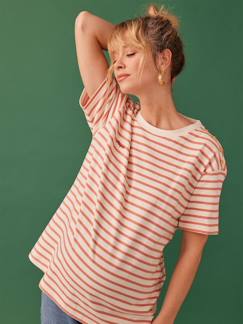 camisetas-Ropa Premamá-Camisetas y tops embarazo-Camiseta para embarazo a rayas bordado "parfaite" de algodón orgánico ENVIE DE FRAISE