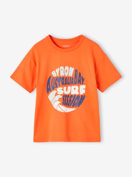 Camiseta estampado vacaciones para niño azul turquesa+mandarina+tinta 