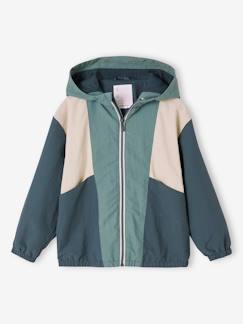 Niño-Abrigos y chaquetas-Abrigos y parkas-Cortavientos colorblock con capucha para niño