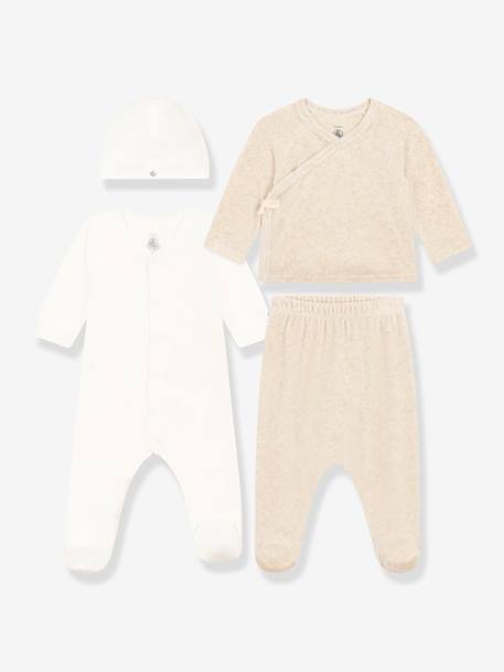 Conjunto 4 prendas de algodón bebé PETIT BATEAU gris jaspeado 