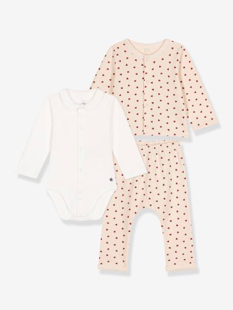 Conjunto de 3 prendas de felpa ligera para bebé PETIT BATEAU beige estampado 