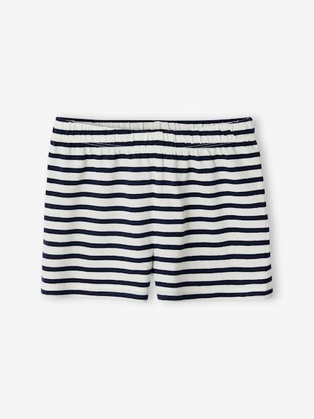 Pack de 2 pijamas con short a rayas para niña azul marino 