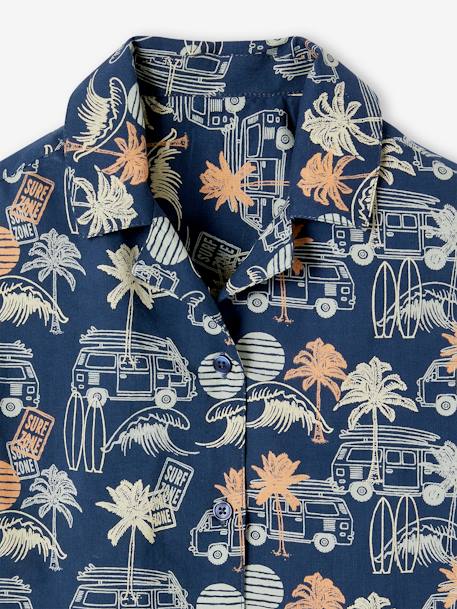 Camisa motivos surf para niño azul estampado 