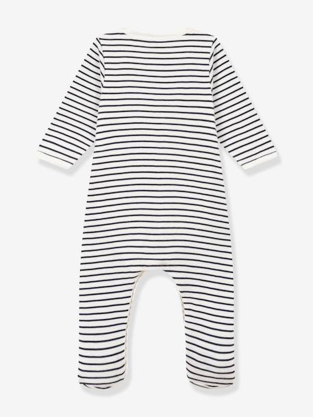 Body pijama a rayas de algodón orgánico PETIT BATEAU azul marino 