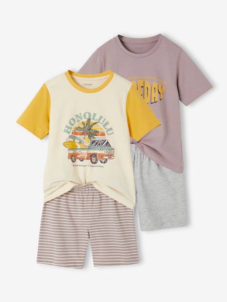 Pack de 2 pijamas con short para niño lavanda 