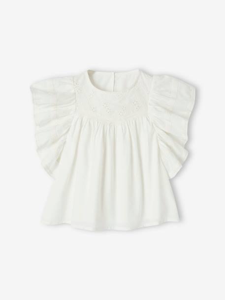 Blusa bordada con volantes para niña crudo 