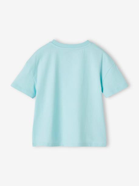 Camiseta lisa Basics de manga corta para niña azul turquesa+rosa chicle 