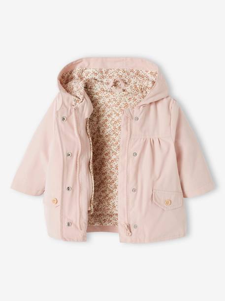 Parka 3 en 1 bebé con chaqueta acolchada desmontable rosa maquillaje 