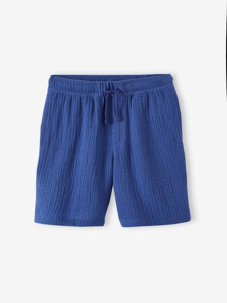 Short de gasa de algodón para niño azul intenso+verde 