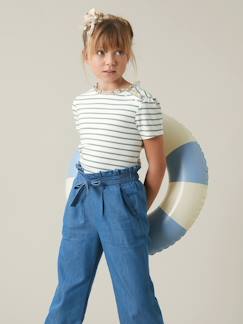 Niña-Pantalón ancho de denim claro para niña CYRILLUS