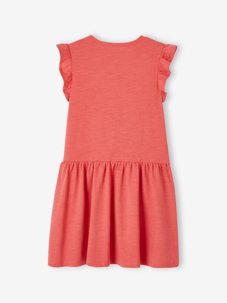 Vestido con volantes en las mangas para niña malva+rojo+verde agua 