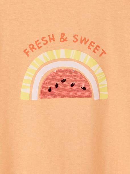 Camiseta con motivo con lentejuelas para niña crudo+fresa+mandarina 