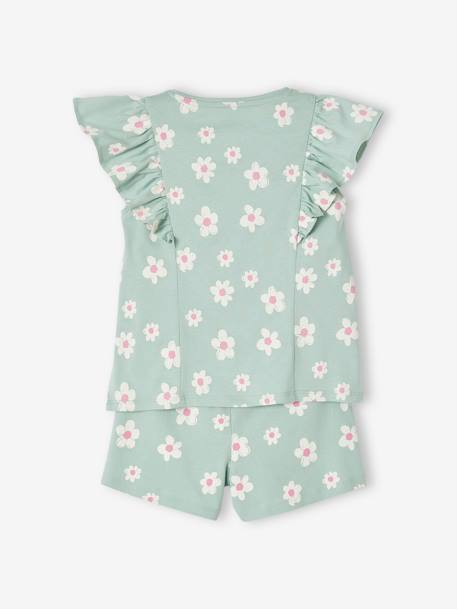 Conjunto de camiseta y short para niña rosa+rosa rosa pálido+verde agua 