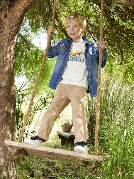 Pantalón chino fácil de llevar, para niño AZUL OSCURO LISO CON MOTIVOS+beige+VERDE MEDIO LISO CON MOTIVOS 