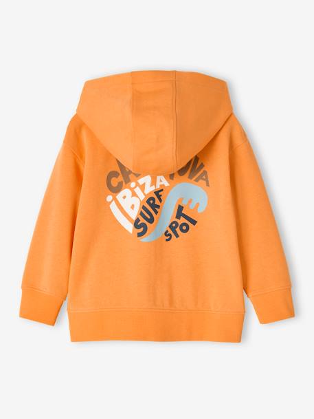 Sudadera con cremallera, capucha y motivo surf en la espalda para niño naranja 