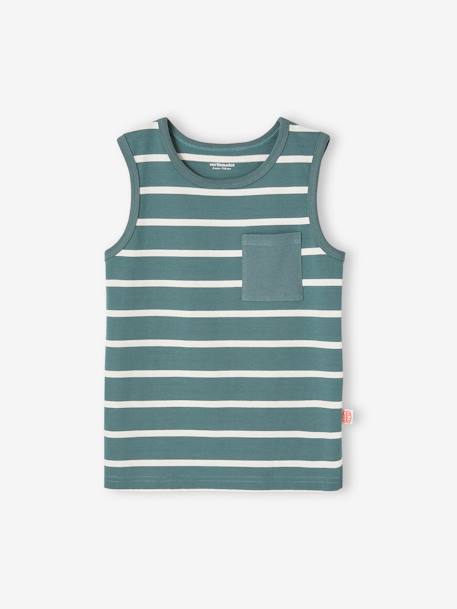 Camiseta a rayas sin mangas para niño verde agua 