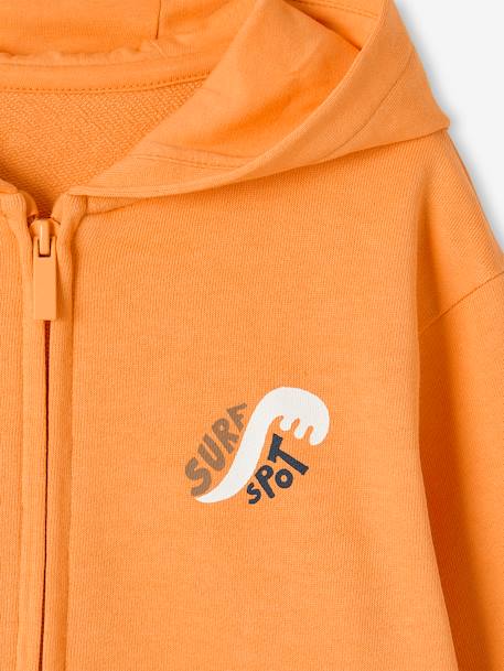 Sudadera con cremallera, capucha y motivo surf en la espalda para niño naranja 