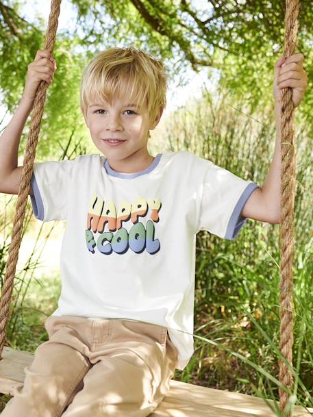 Camiseta con motivo 'Happy & cool' para niño beige arena 