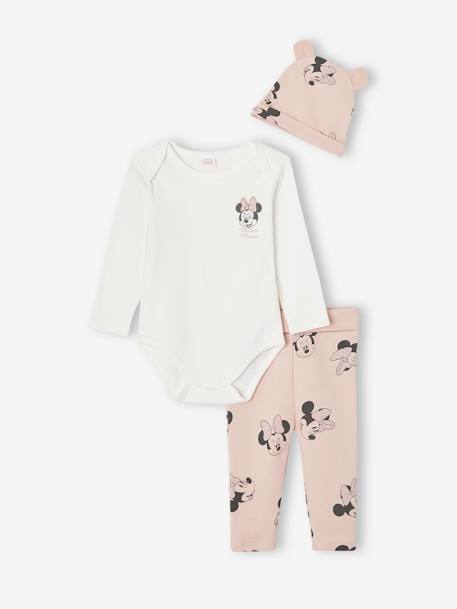 Conjunto para bebé niña: body + pantalón + gorro Disney® Minnie rosa maquillaje 