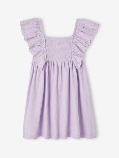 Vestido con volantes de bordado inglés con efecto relieve para niña lavanda 