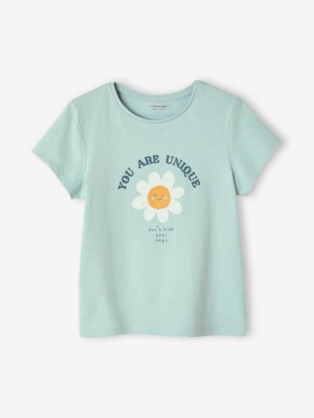 Camiseta con mensaje, para niña azul claro+azul marino+coral+fresa+rojo+vainilla+verde pino 