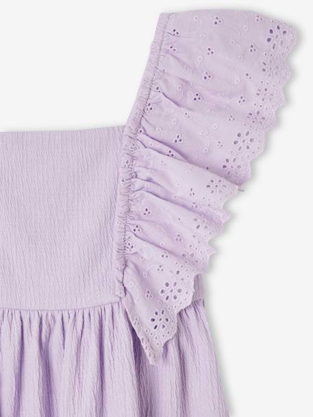 Vestido con volantes de bordado inglés con efecto relieve para niña lavanda 