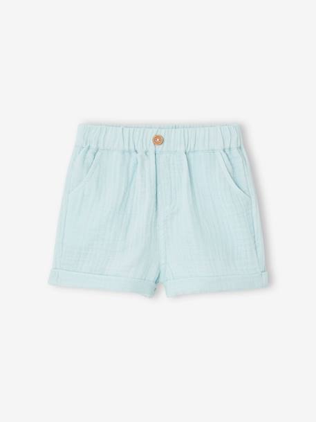 Short de gasa de algodón para bebé azul+azul eléctrico+crudo 