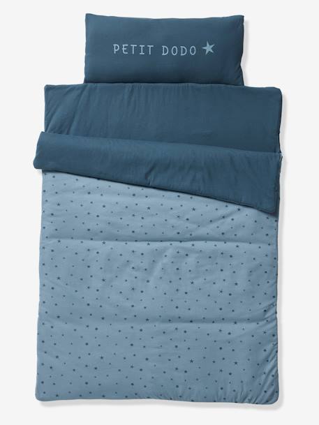 Colchoneta de siesta guardería MINIDODO essentiels azul estampado+rosa estampado 