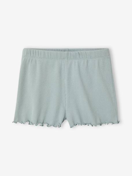 Pack de 2 pijamas con short de punto de canalé para niña azul grisáceo 