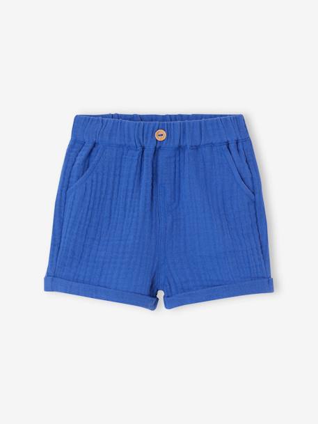 Short de gasa de algodón para bebé azul+azul eléctrico+crudo 