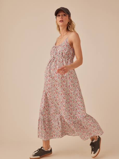 Vestido para embarazo con tirantes y motivos de flores ENVIE DE FRAISE crudo 