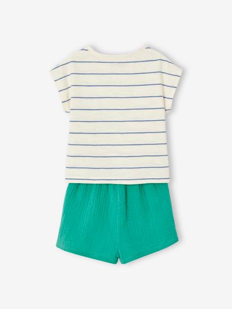 Conjunto de camiseta y short para bebé moka+verde menta 