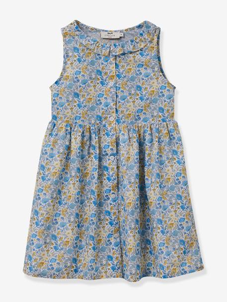 Vestido de tejido Liberty para niña CYRILLUS azul 