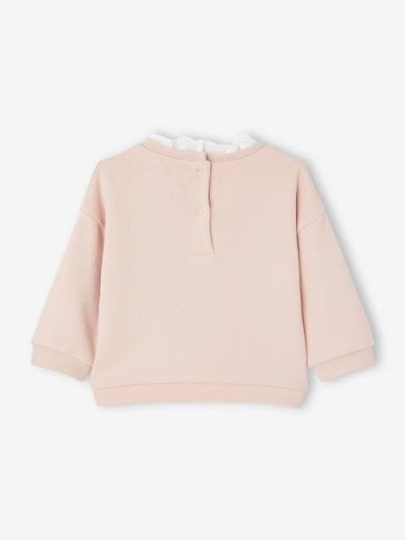 Sudadera con cuello de bordado inglés para bebé rosa maquillaje 