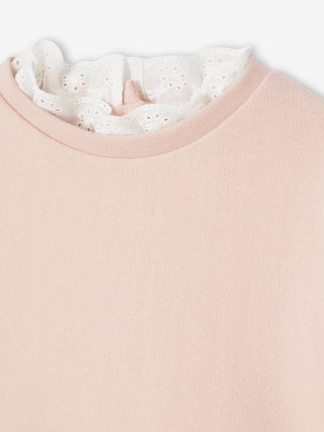 Sudadera con cuello de bordado inglés para bebé rosa maquillaje 