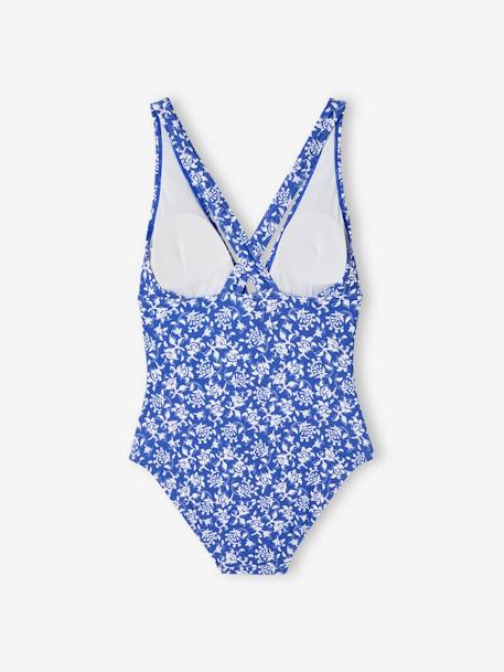 Bañador de flores para mujer - colección cápsula baño azul estampado 