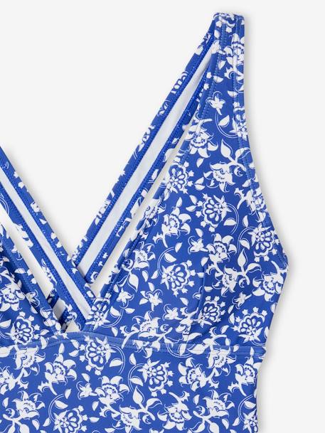 Bañador de flores para mujer - colección cápsula baño azul estampado 