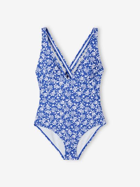 Bañador de flores para mujer - colección cápsula baño azul estampado 