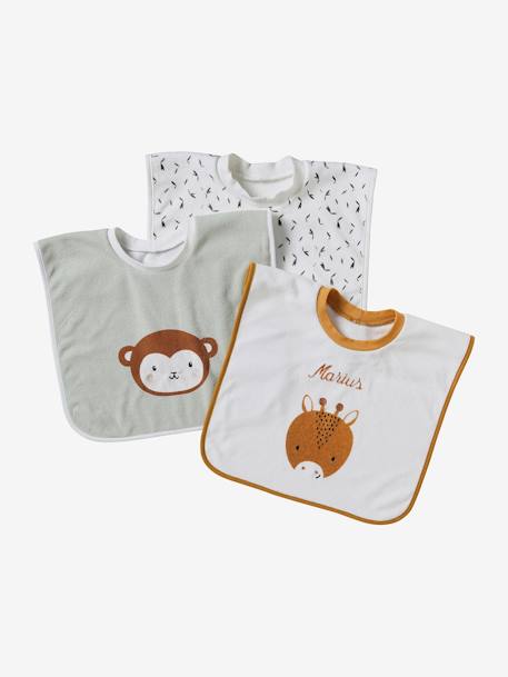 Pack de 3 baberos «Animales» para vestir crudo 