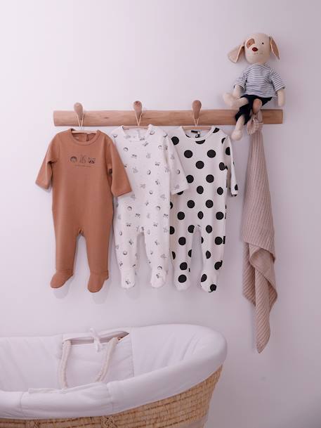 Pack de 3 peleles para bebé de interlock BASICS azul grisáceo+capuchino+rosa 