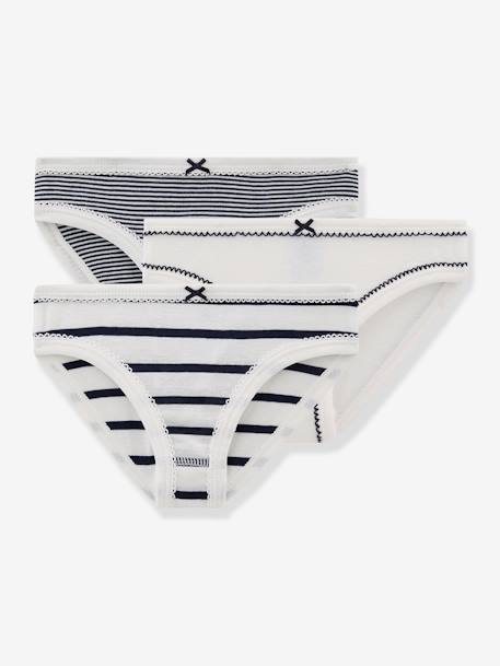 Pack de 3 braguitas a rayas niña PETIT BATEAU blanco 