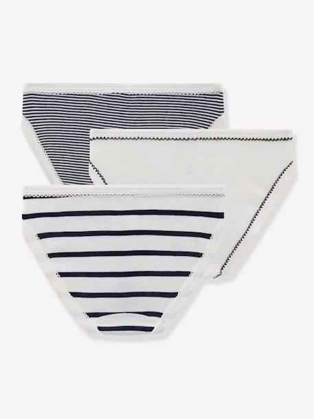 Pack de 3 braguitas a rayas niña PETIT BATEAU blanco 