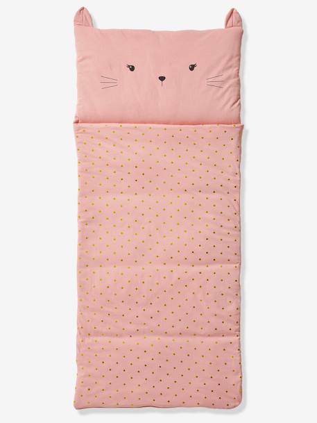 Saco de dormir Gato con algodón reciclado rosa 