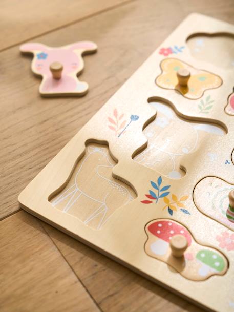 Puzzle de botones madera FSC® BOSQUE ENCANTADO rosa 