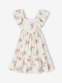 Niña-Vestidos-Vestido con flores de gasa de algodón para niña