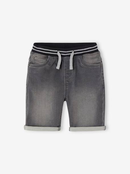 Bermudas fáciles de vestir para niño de felpa estilo denim denim gris+doble stone+stone 